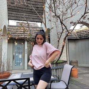 Pink ruffle bell sleeve tshirt top